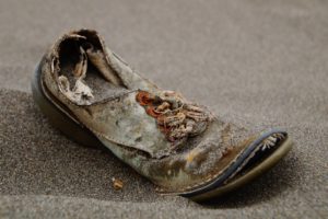 This is an old worn-out discarded boot